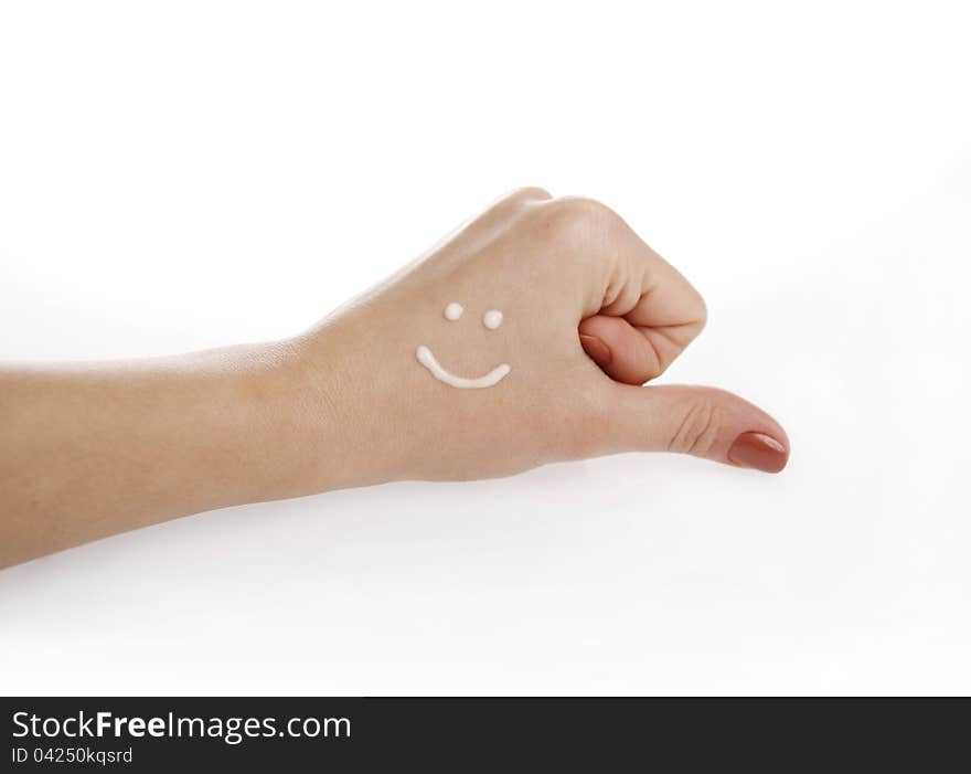 Hand with cream smiley