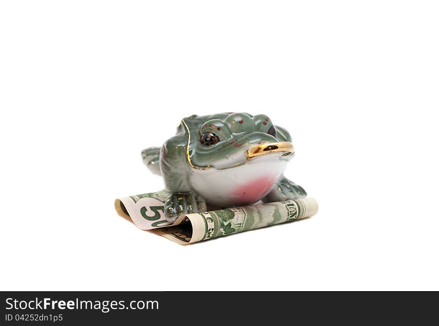 Frog Sitting On 50 Dollar Note