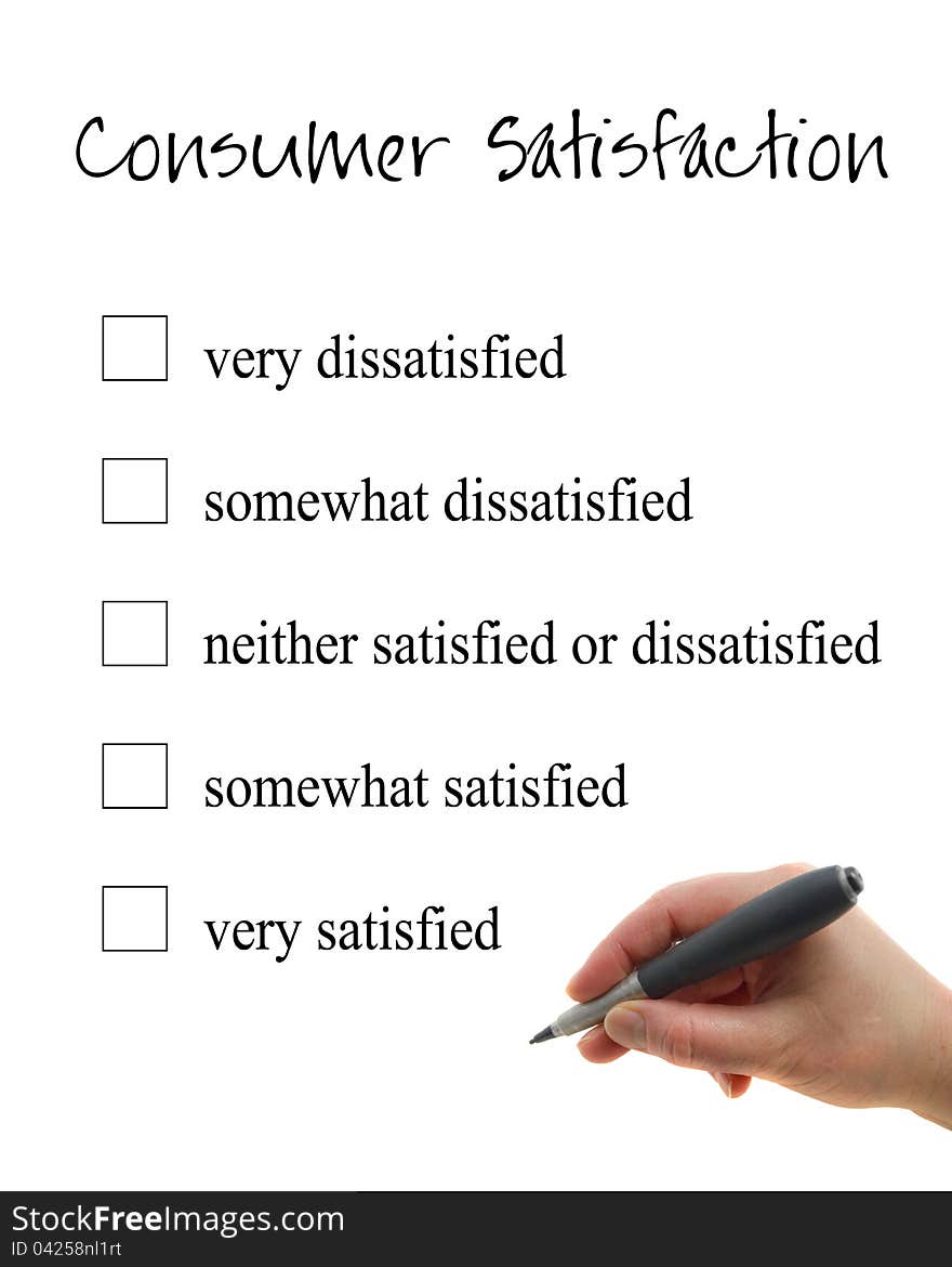 Illustration of the hand filling consumer satisfaction form