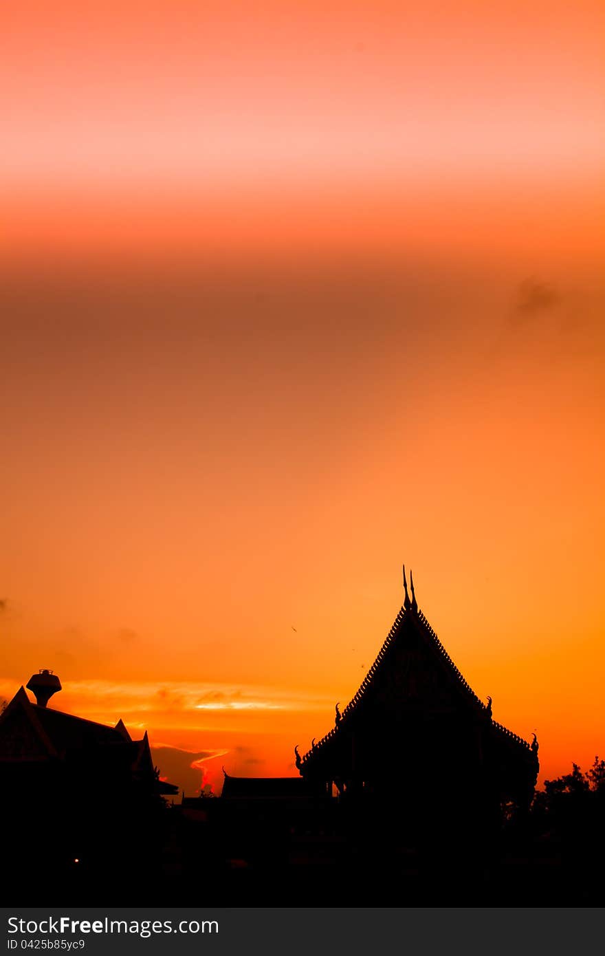 Silhouette of the roof ,THAILAND