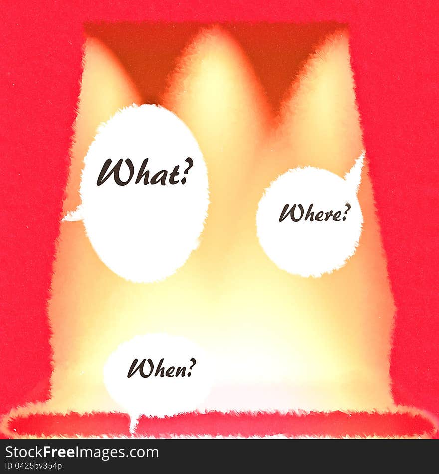 Unusual digital paining of a stage with speech bubbles with text space. Unusual digital paining of a stage with speech bubbles with text space