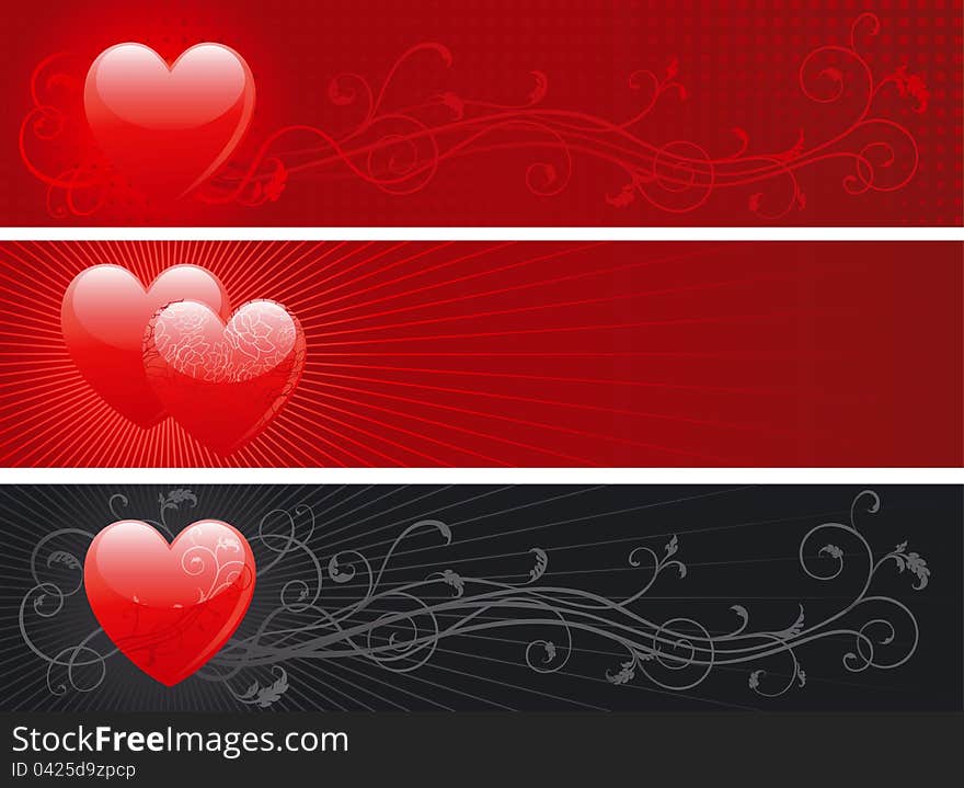 Set Of Valentins Day Banners