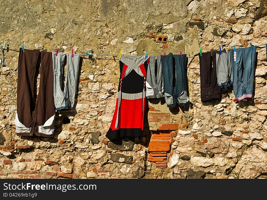 Clothes Drying On A Rope