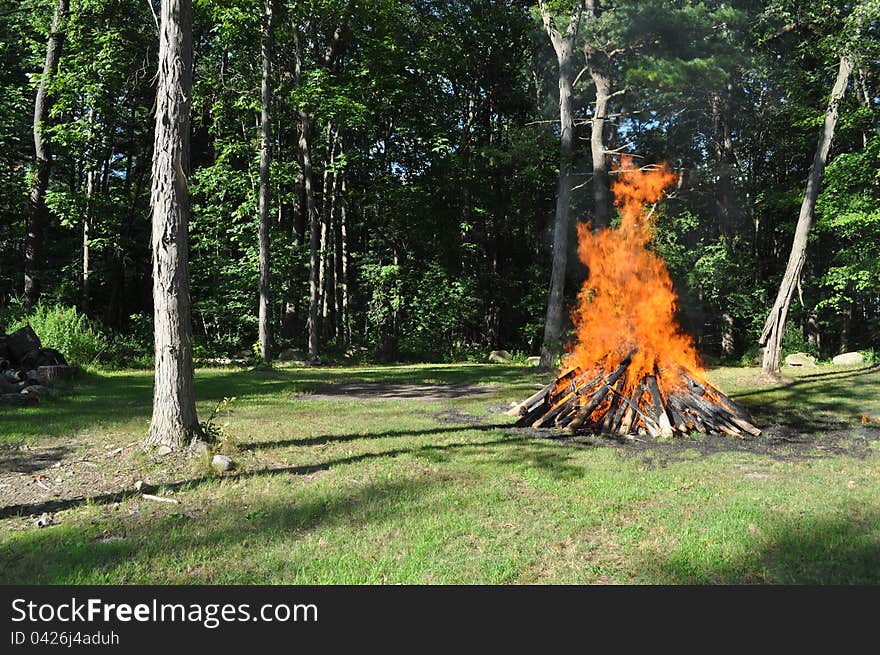 A bonfire to celebrate summer season. A bonfire to celebrate summer season