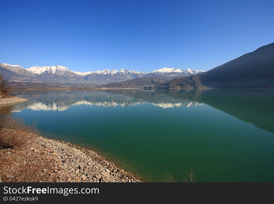 Italian alps: holy cross lake view. Italian alps: holy cross lake view