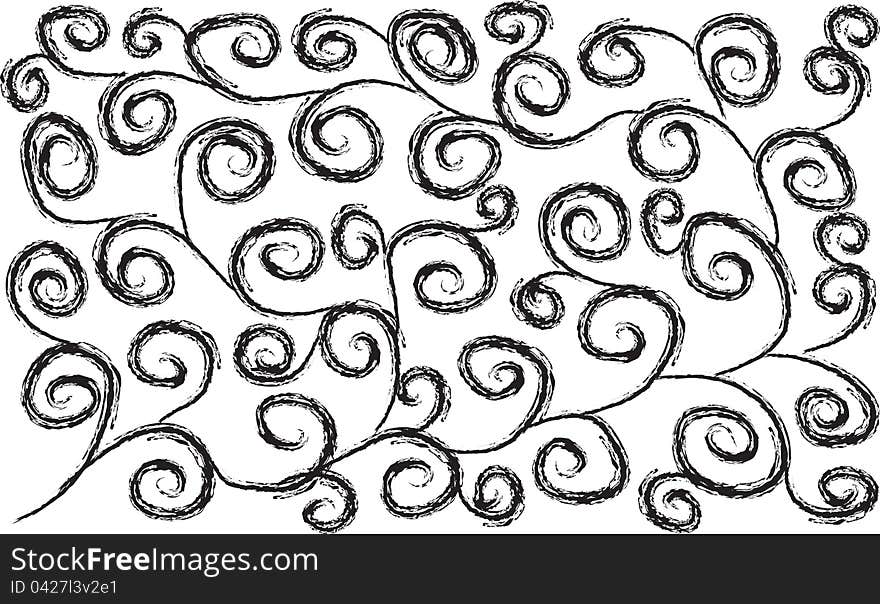 Black abstract krausens on a white background