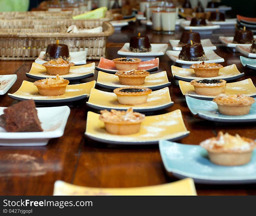 A variety of cakes on the holiday table