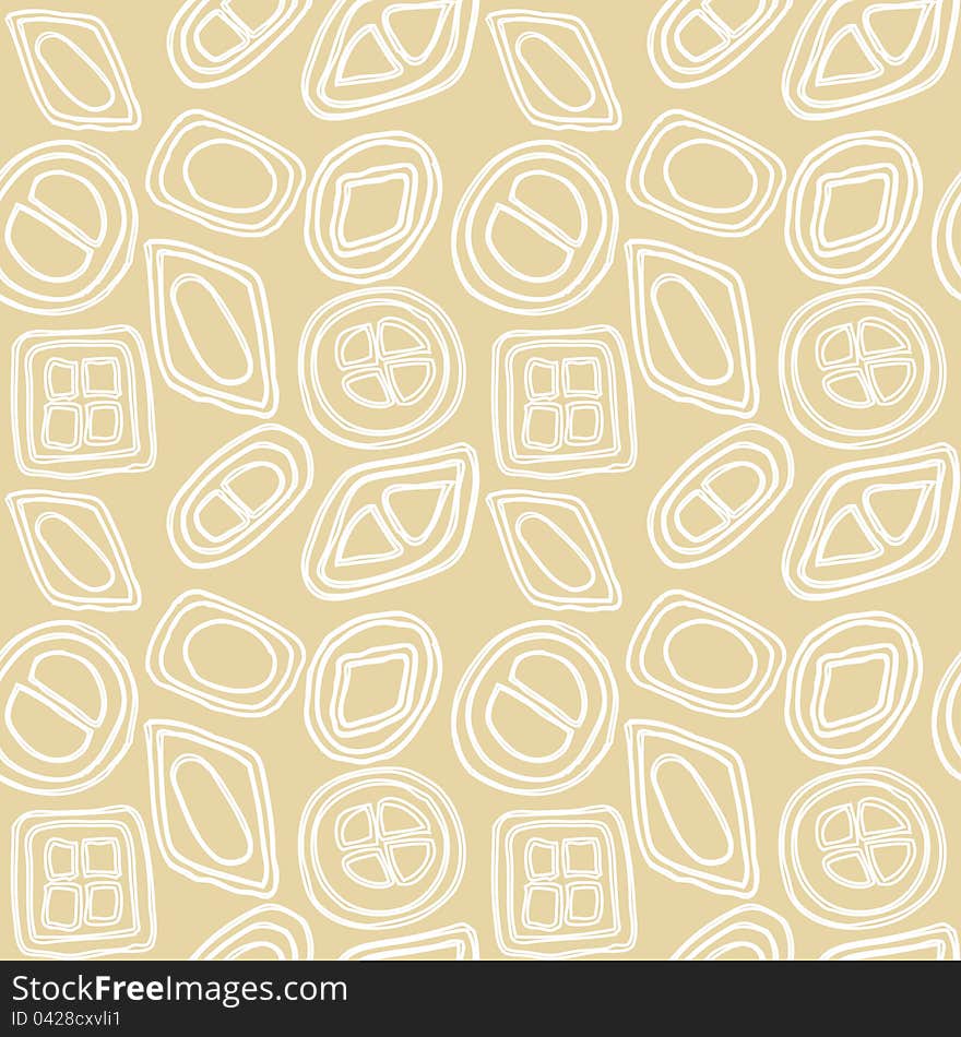 Geometric abstract seamless pattern on beige background with hand drawn form. Geometric abstract seamless pattern on beige background with hand drawn form