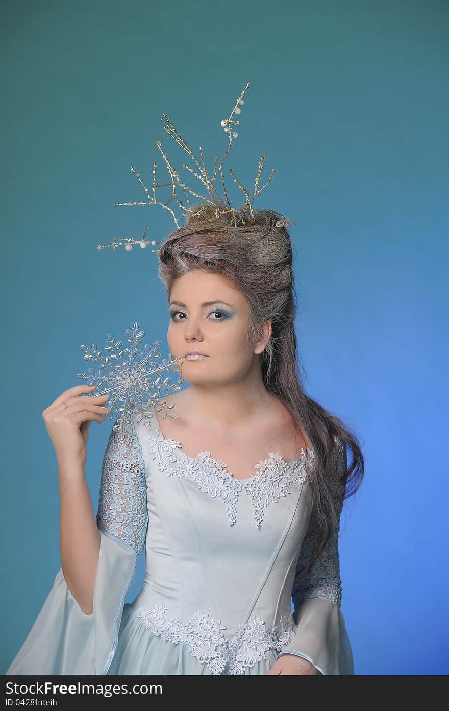 Winter queen on a blue background