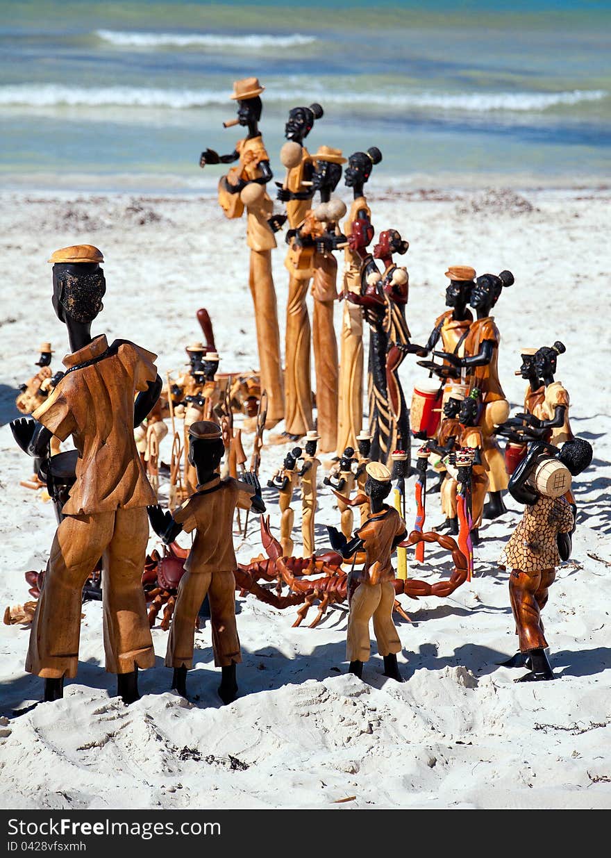 A Small Wooden Sculptures On The Cuban Beach