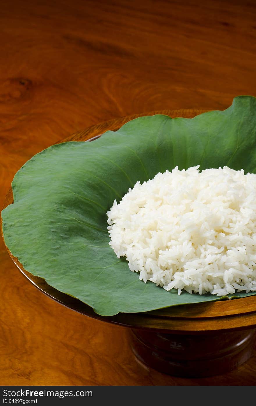 Portraiture of steam rice on lotus leaf. Portraiture of steam rice on lotus leaf