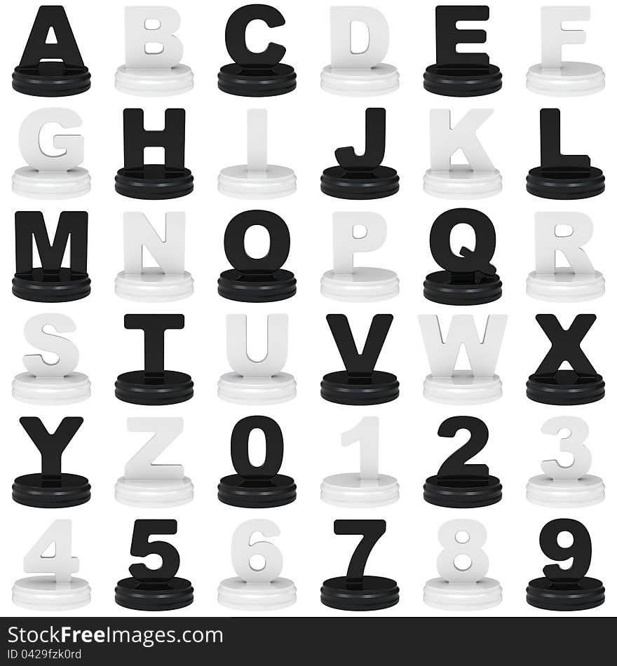 Abstract alphabet isolated on white background.