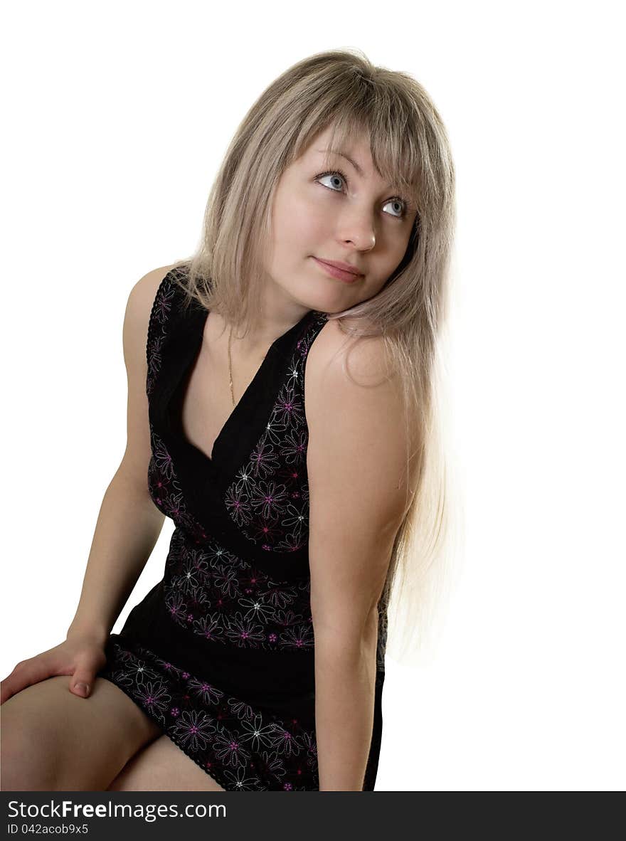 Young woman with long straight blond hair