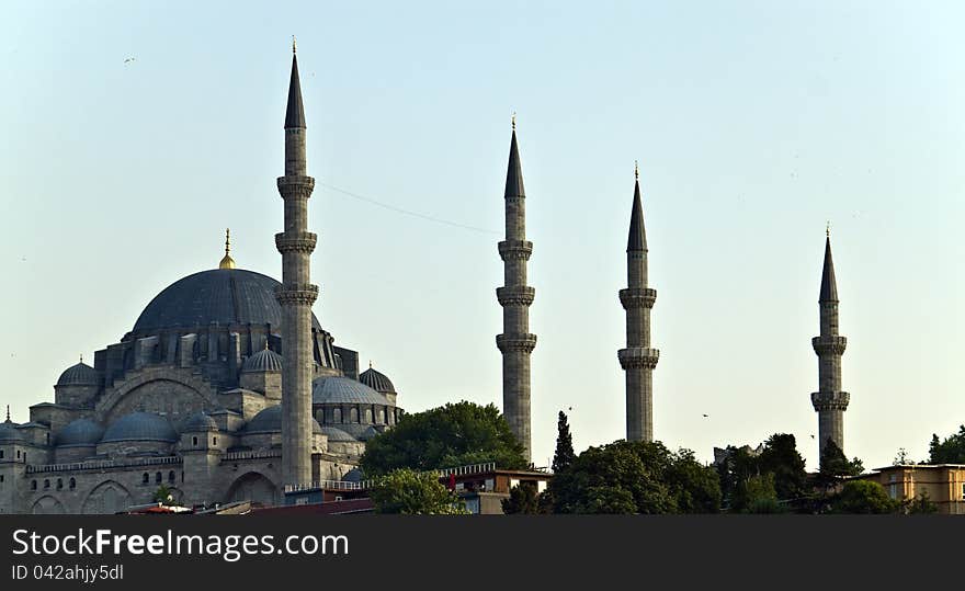 Mosque with minarets in Istanbul, Turkey