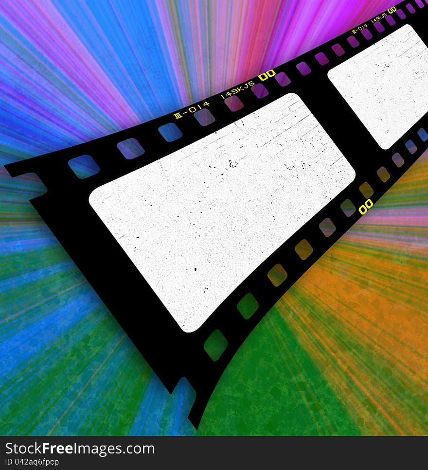 Filmstrip on colorful ray background. Filmstrip on colorful ray background