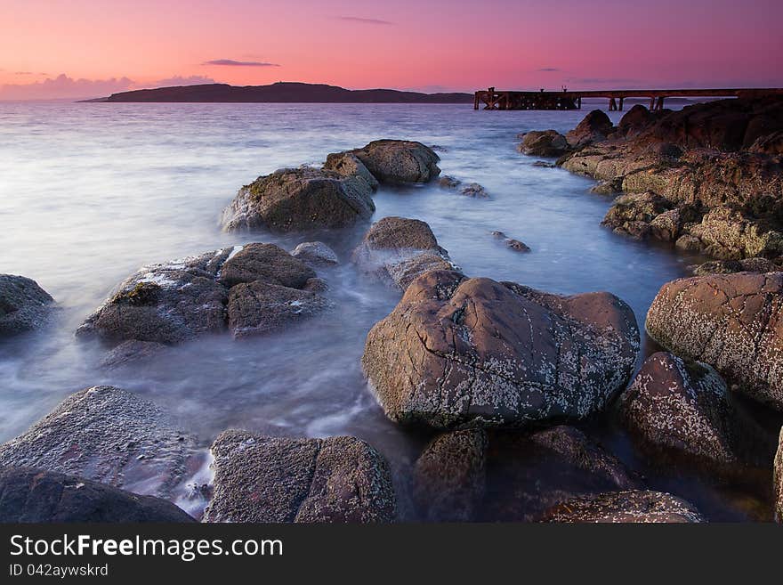 Slow setting sunset from the west coast of Scotland. Slow setting sunset from the west coast of Scotland