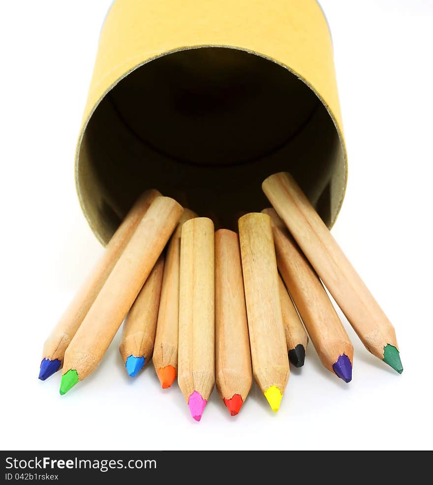 Color Pencils In Cardboard Box