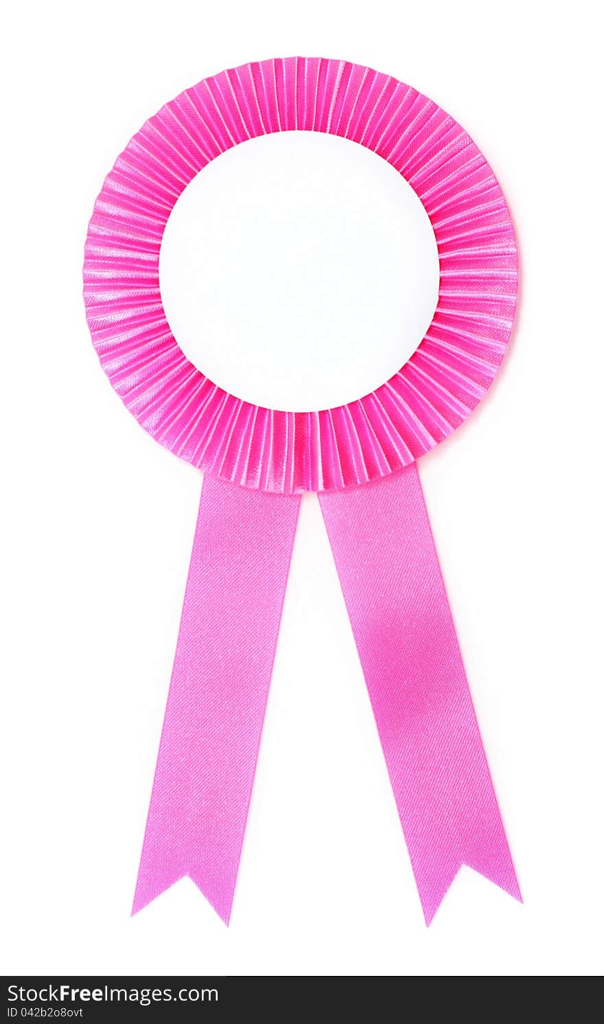 Pink ribbon award on white background