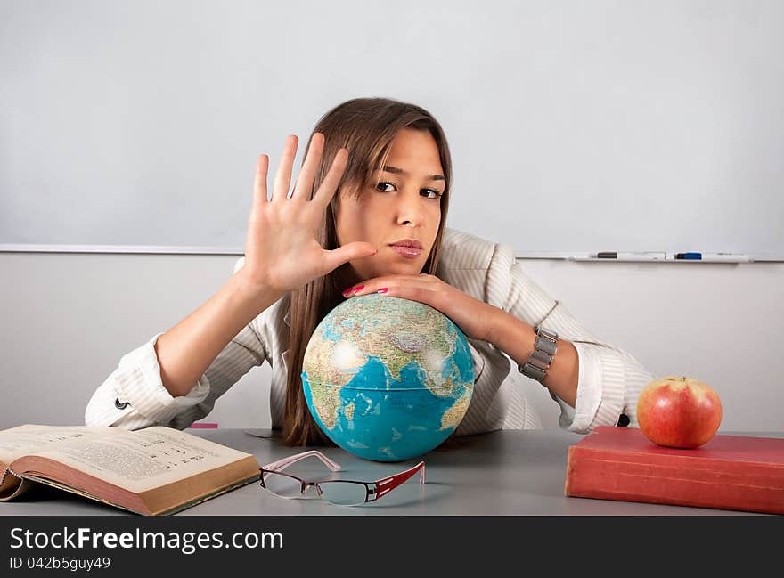 Teacher holding high five