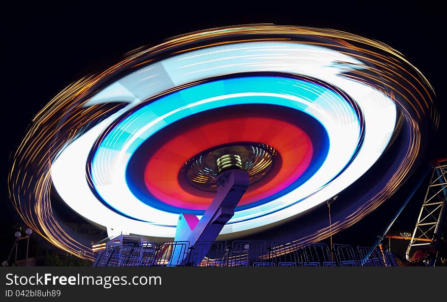 Roundabout at night long exposure