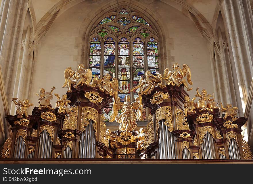 Huge baroque organ in the cathedral of st. barbara, kutna hora. Huge baroque organ in the cathedral of st. barbara, kutna hora