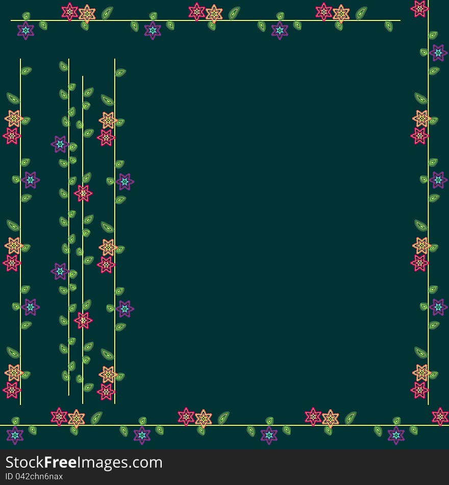 Floral ornament with stems and leaves border. Floral ornament with stems and leaves border