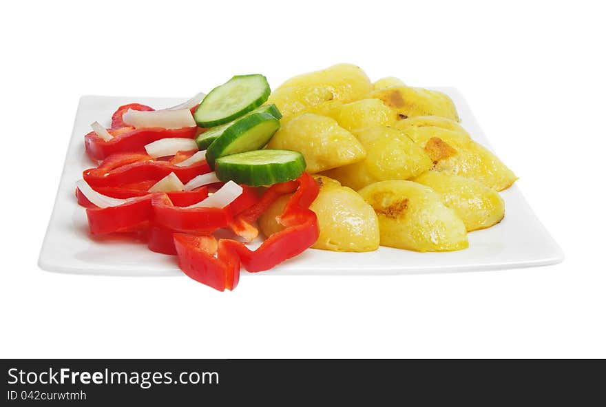 Healthy lunch. potatoes with vegetables