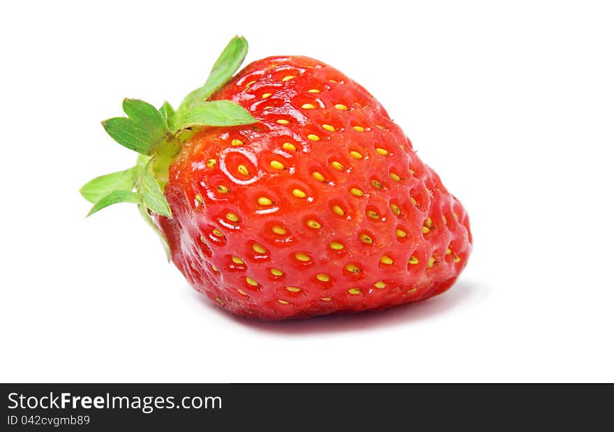 Strawberry closeup on white background