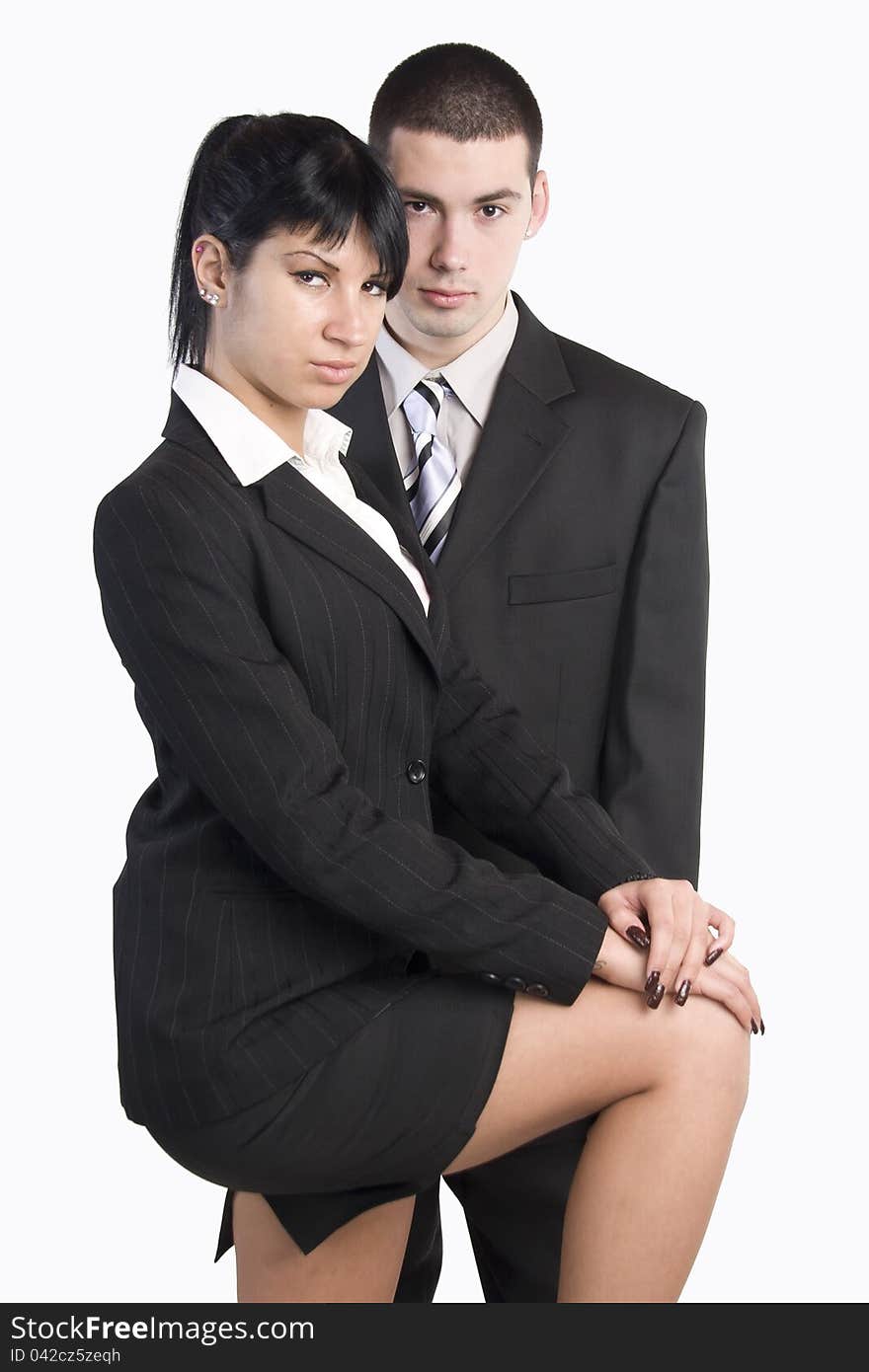 Portrait of business people standing on a white background. Portrait of business people standing on a white background