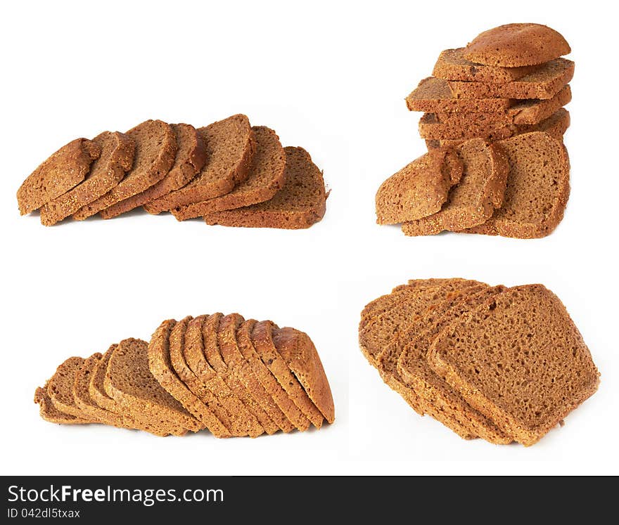 Ruddy loaf of bread on white background