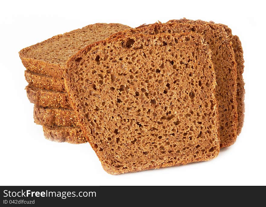 Healthy bran bread slices on white background