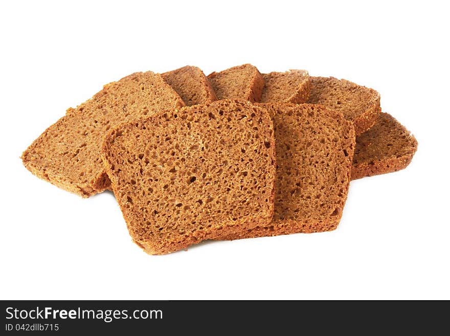 Healthy bran bread slices on white background