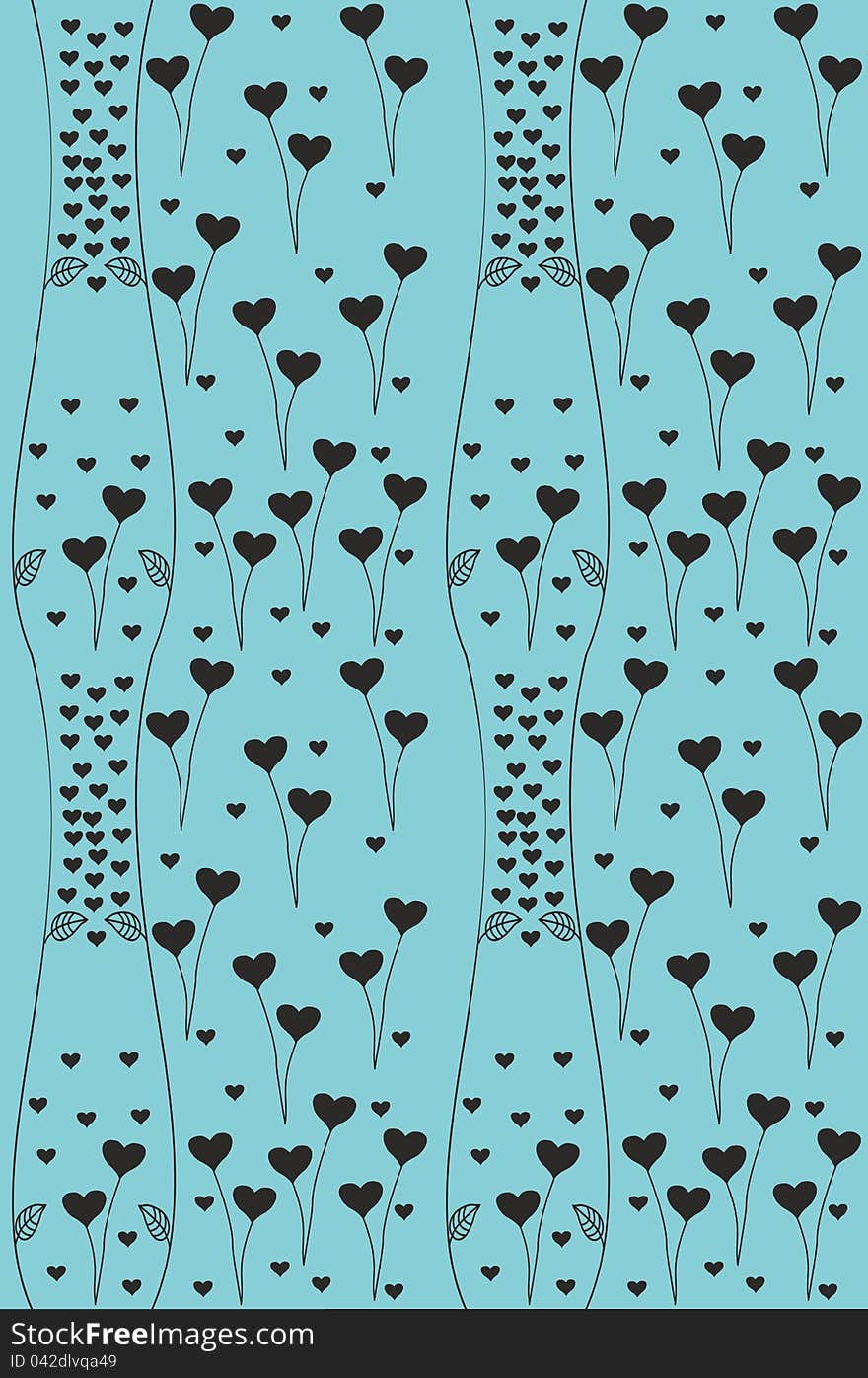 Floral background with hearts