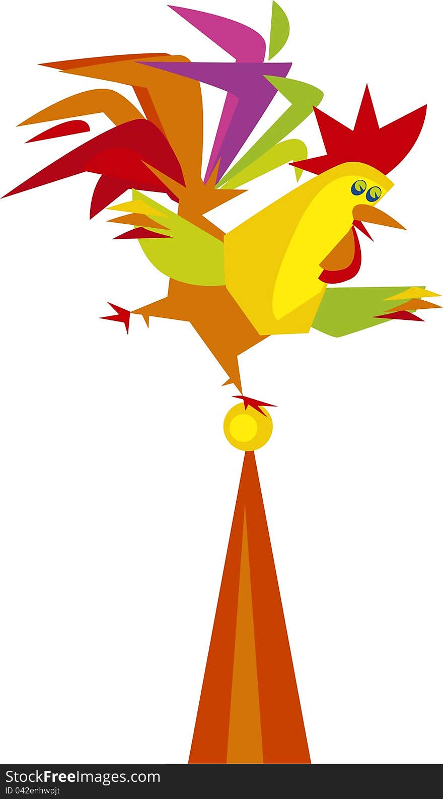 Illustration rooster on weather vane