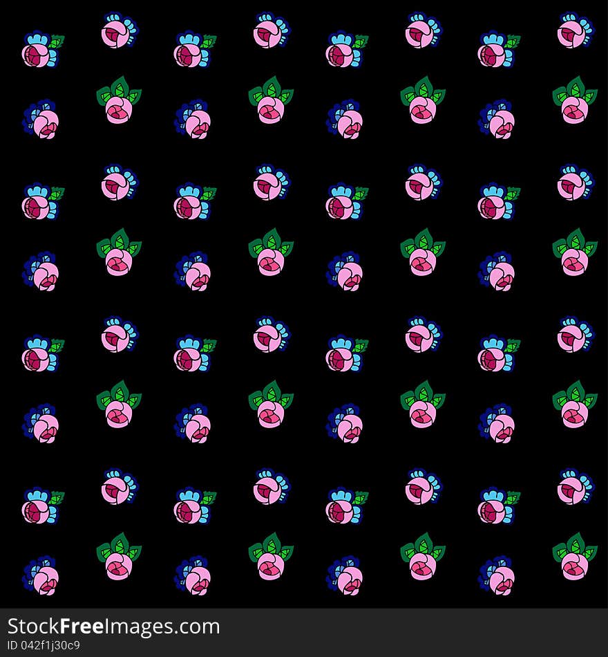 Seamless pattern with hand drawn flowers