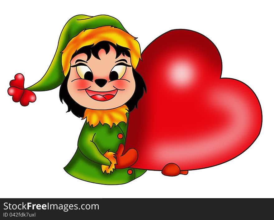 Color illustration of a romantic elf. Color illustration of a romantic elf