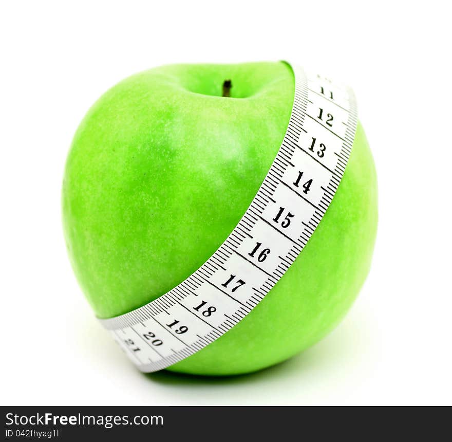 Green apple closeup on a white background. Green apple closeup on a white background