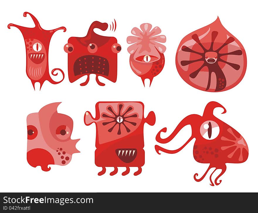 Funny little alien monsters set. Funny little alien monsters set