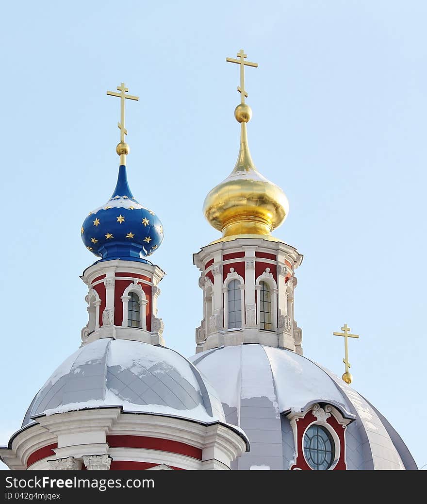 Domes of the orthodox church,  built in the seventeenth century in Moscow