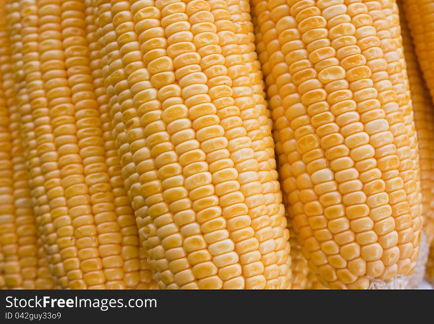 Stake of yellow raw corns. Stake of yellow raw corns