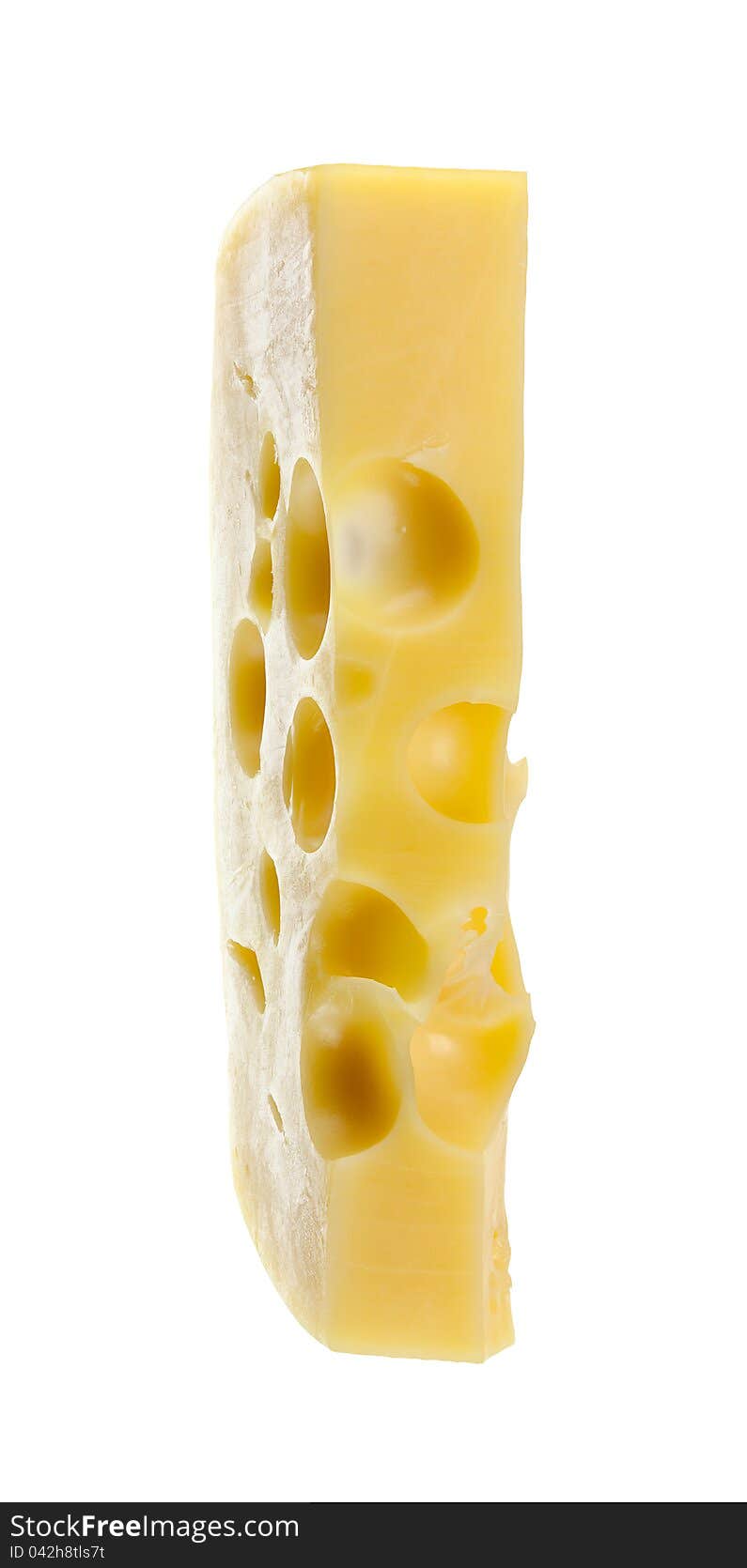 Piece of cheese isolated on white with clipping path.