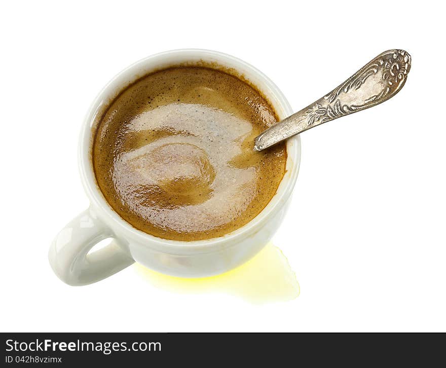 White cup of coffee isolated on white background. This has a clipping path.