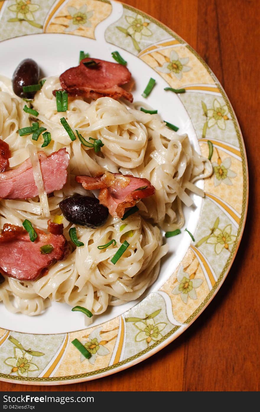 Detail of a pasta dish