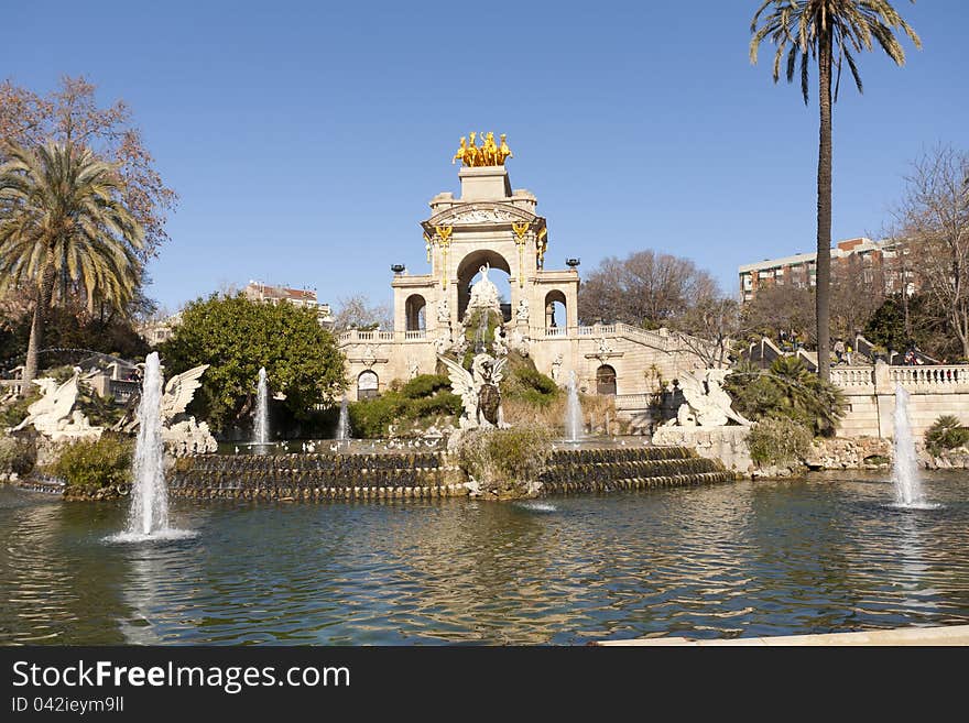 Source of Ciutadella Park in Barcelona, Catalonia Spain