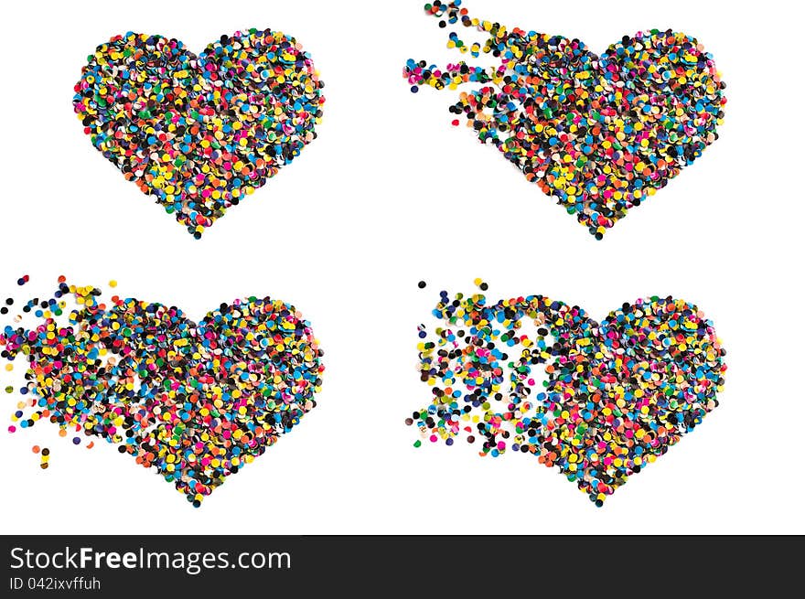 Variegated confetti heart  on white background