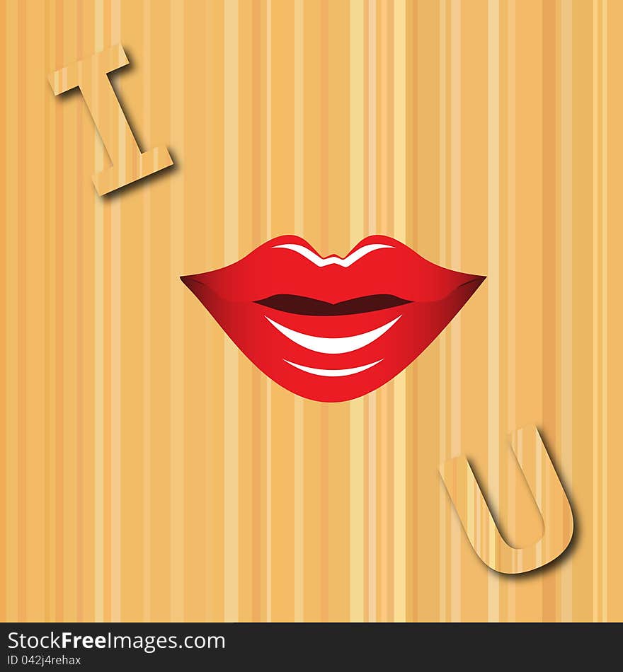 I kiss you card with heart symbol in wooden background. I kiss you card with heart symbol in wooden background