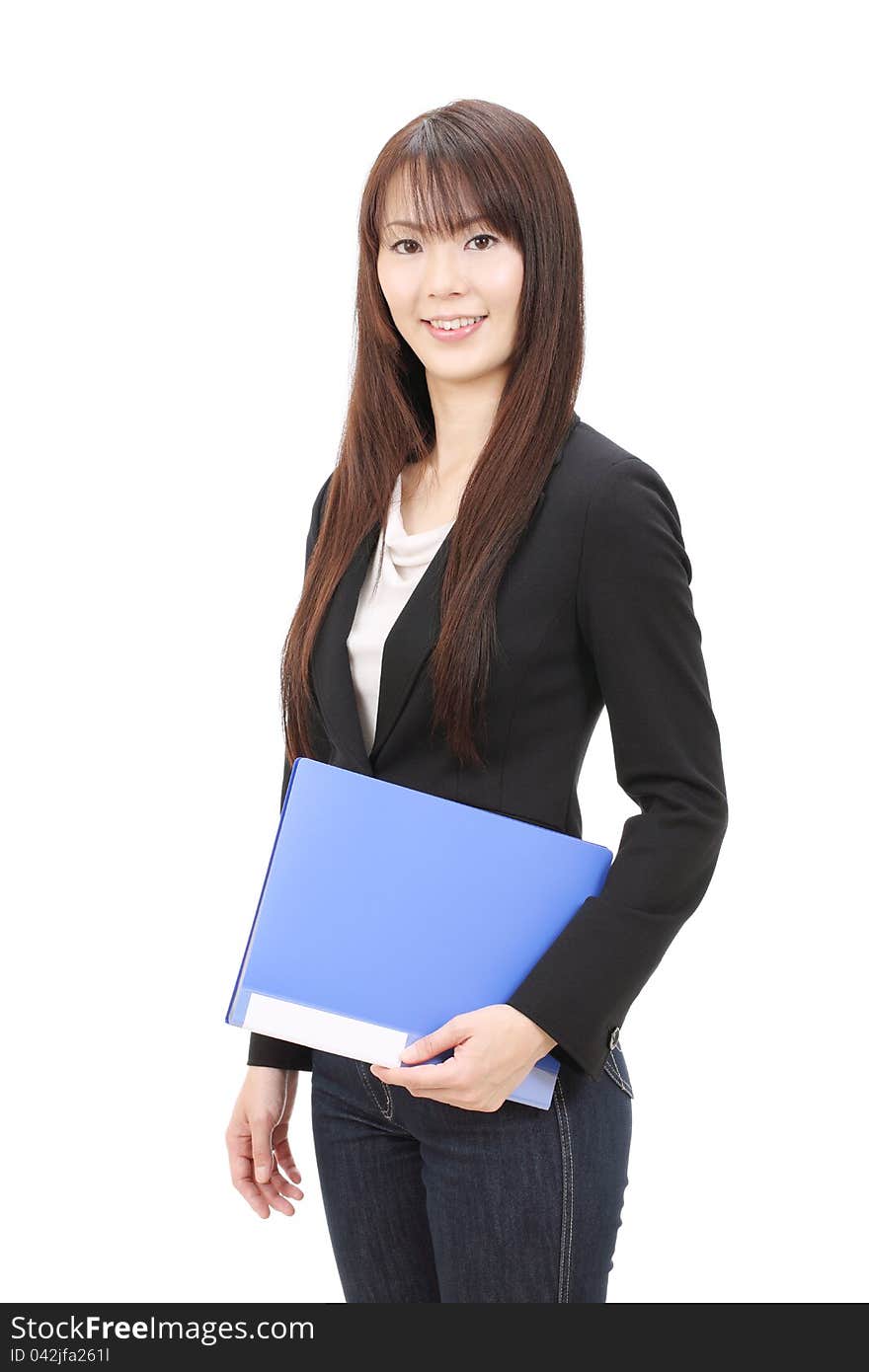 Young asian businesswoman holding a file document