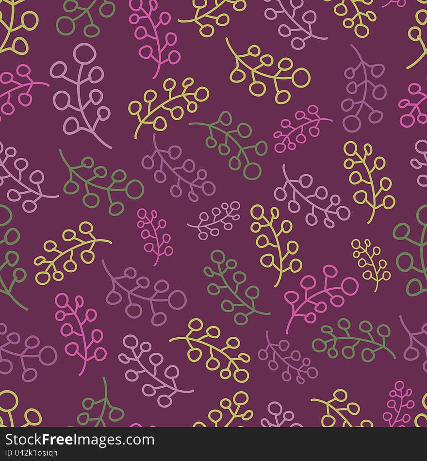 Seamless pattern with multicoloured twigs