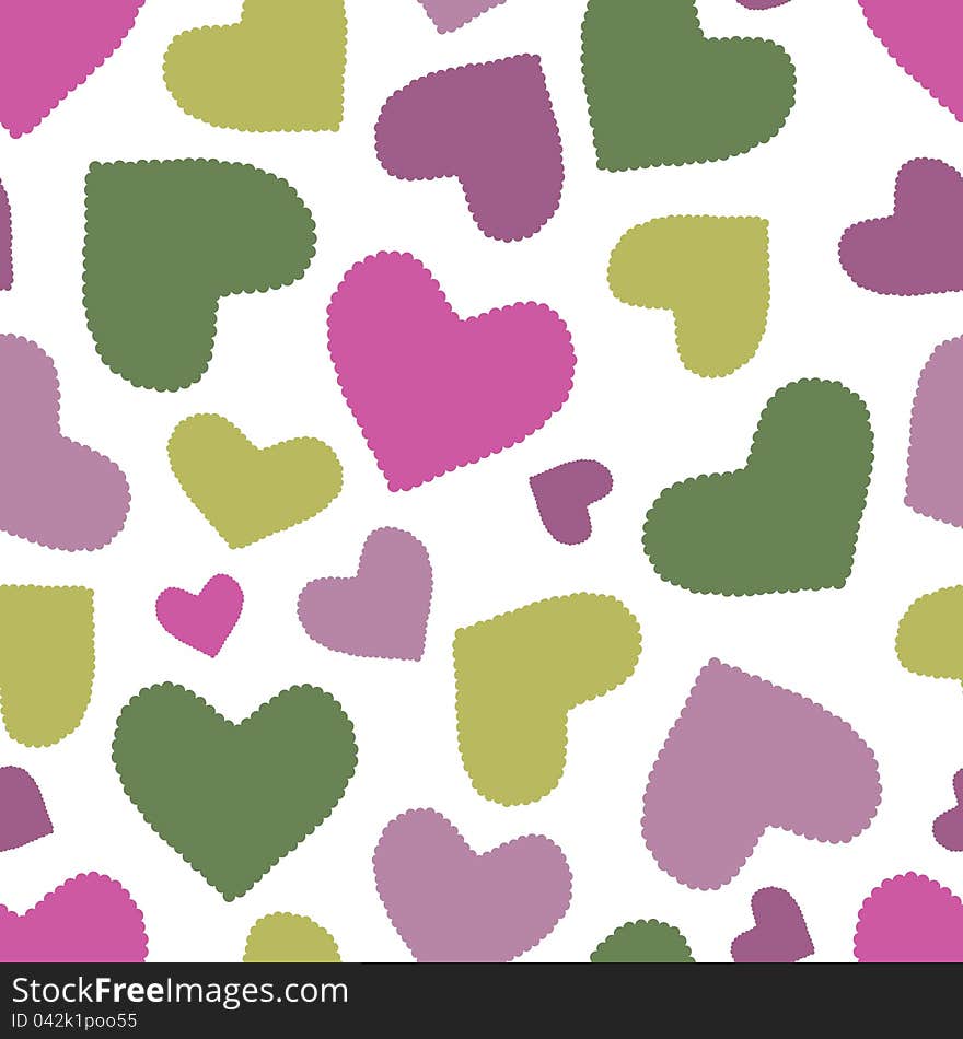 Seamless Pattern With Multicoloured Hearts