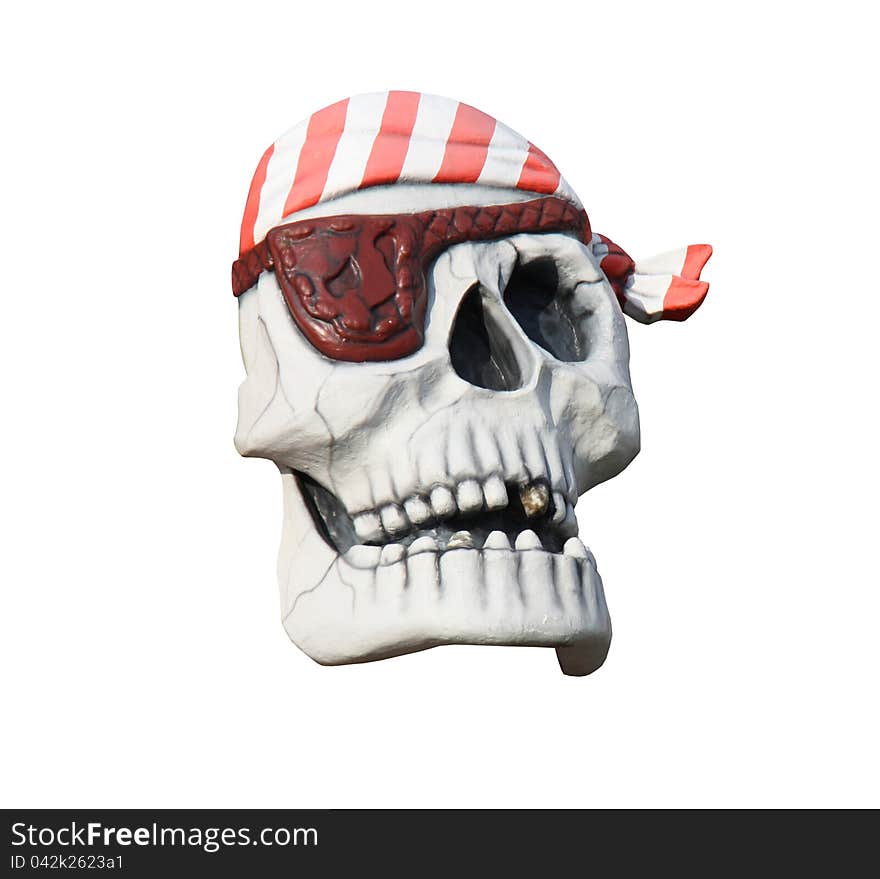 A Scary Skeleton Skull of a Frightening Pirate. A Scary Skeleton Skull of a Frightening Pirate.